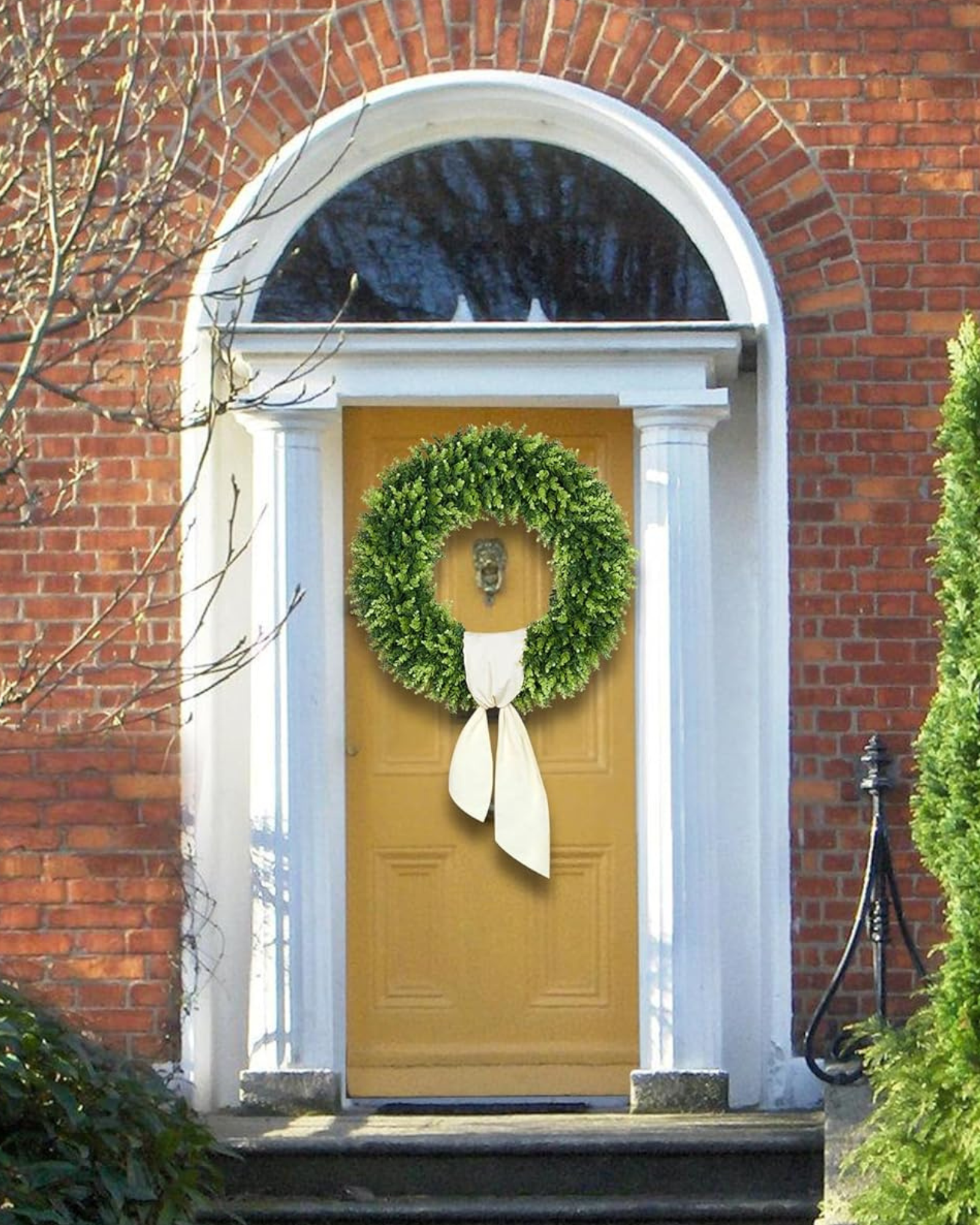32 inch year round large boxwood wreath for front door