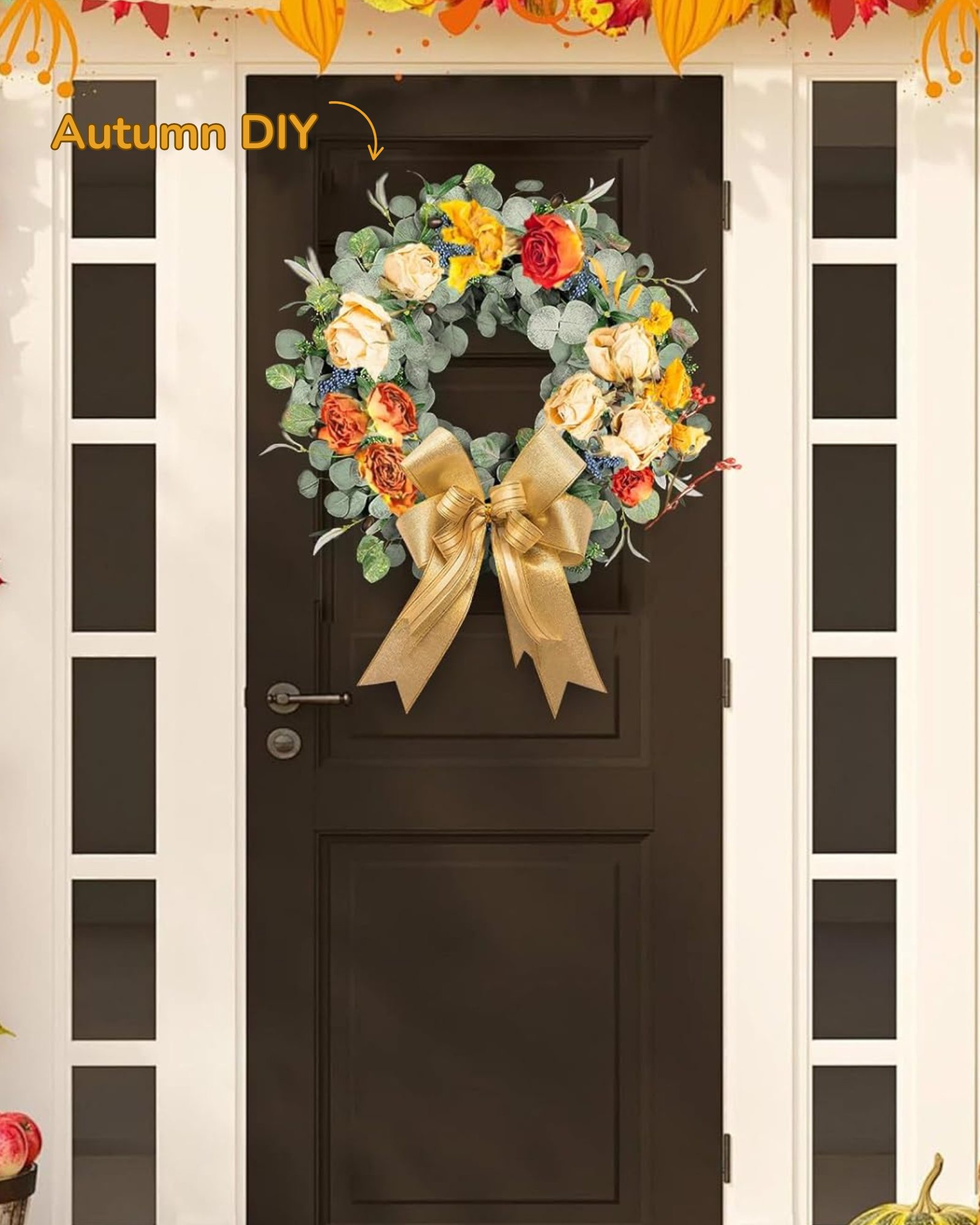 DIY 24 inch year round eucalyptus wreath to welcome Autumn.