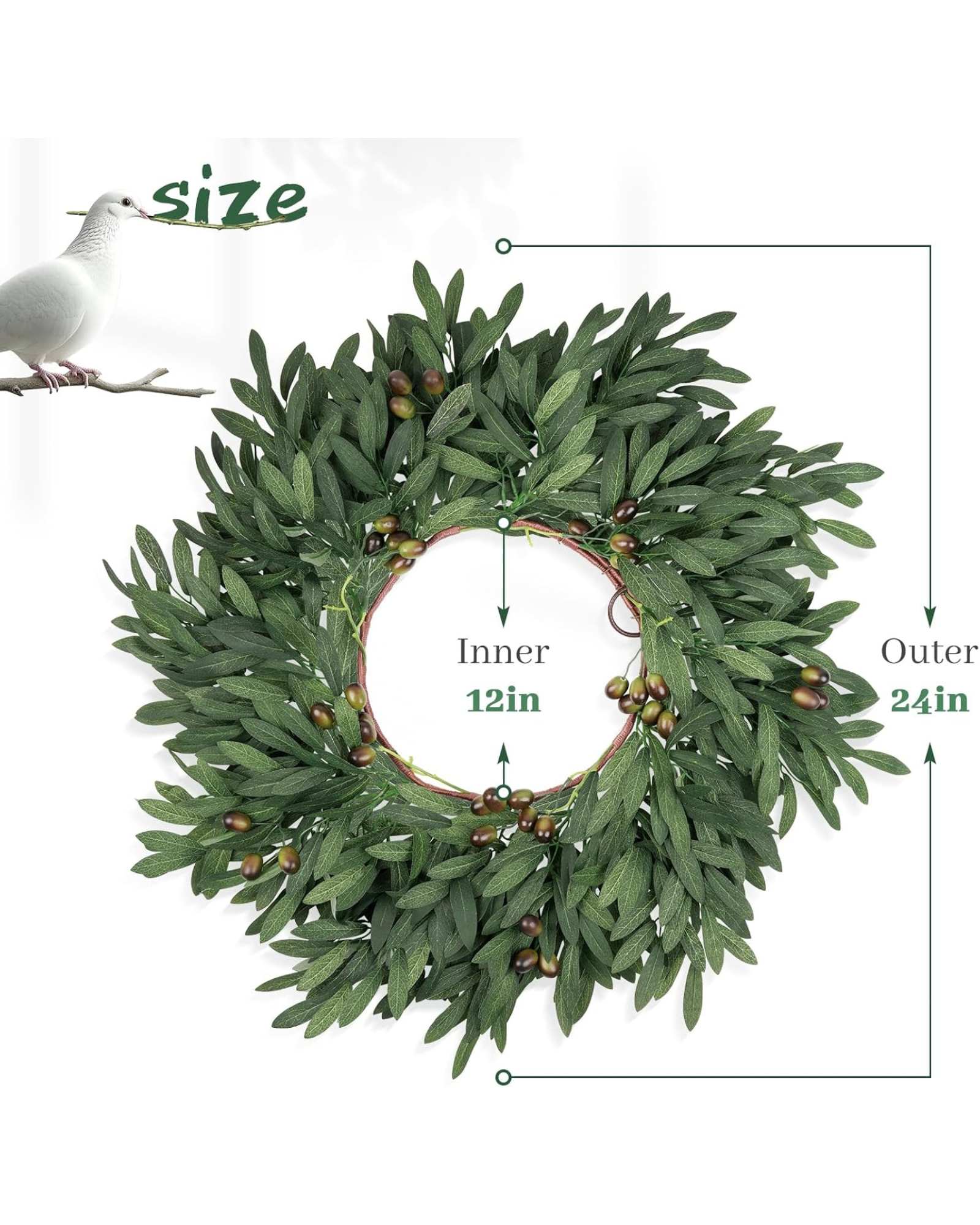 The size image of 24 inch Year Round Olive Branch Wreath