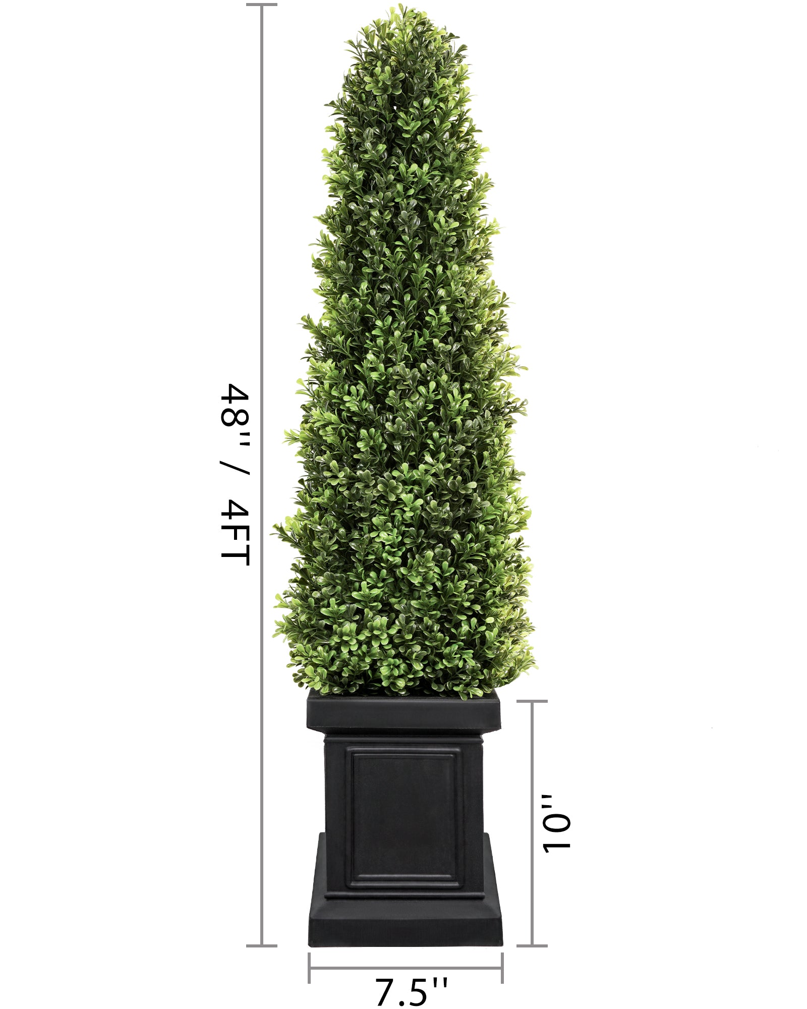 The size image of 4ft artificial boxwood outdoor topiary trees set of 2 for front porch.