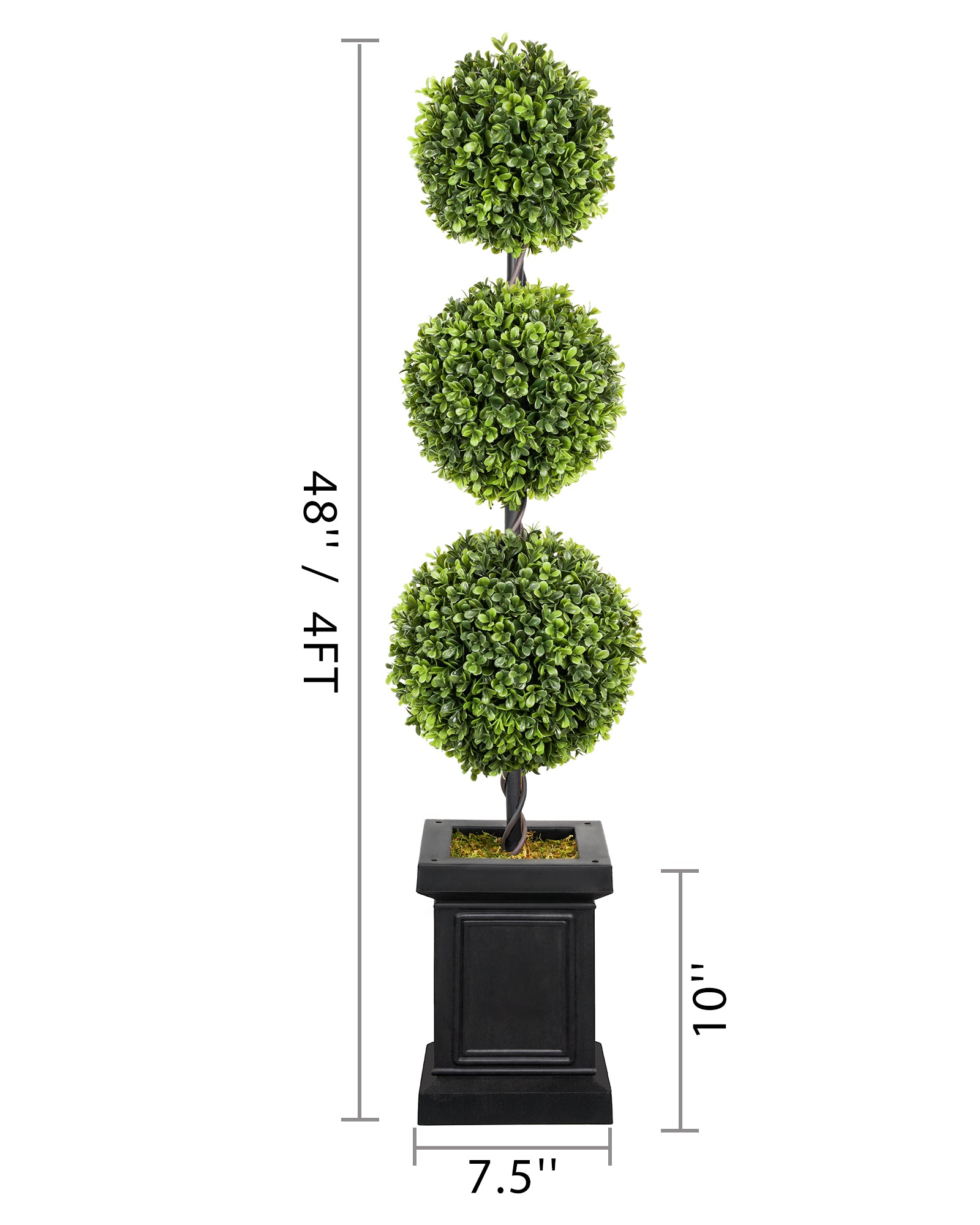 The size image of 4ft artificial boxwood topiary trees set of 2 for indoor & outdoor decor