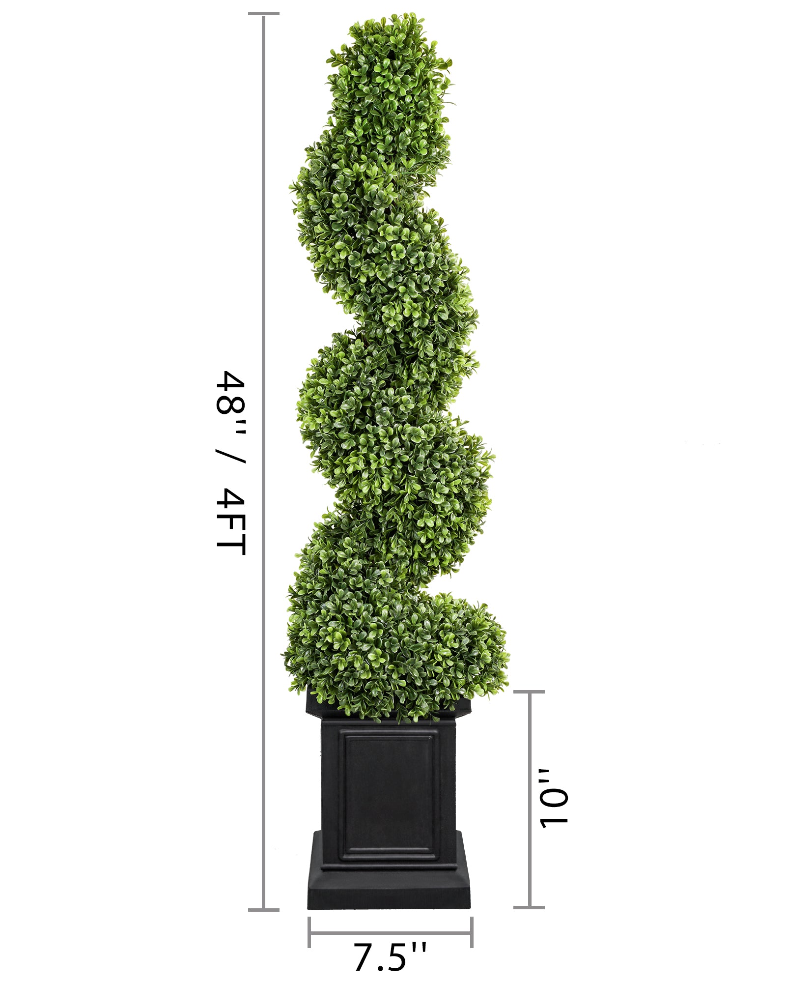 The size image of 4ft spiral artificial boxwood topiary trees.