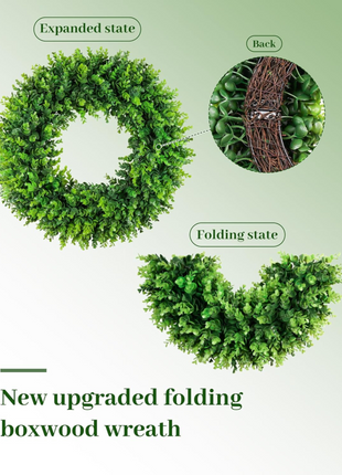 20'' All-Season Nature-Inspired Green Boxwood Wreath for Indoor & Outdoor Decor