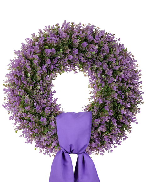 18'' All-Season Boxwood Purple Wreaths for Indoor & Outdoor Decor