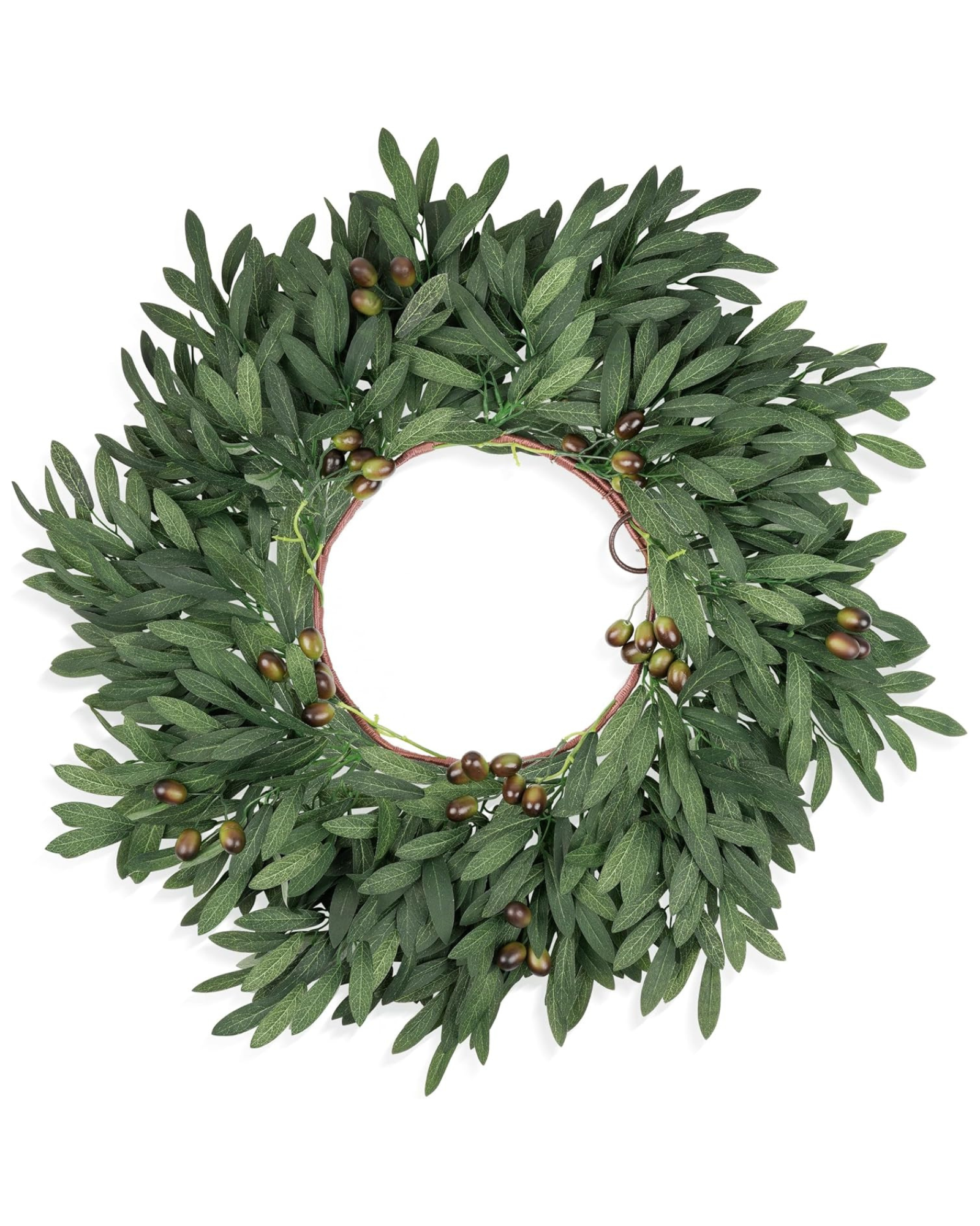24 inch year round olive branch wreath for front door & outdoor decor