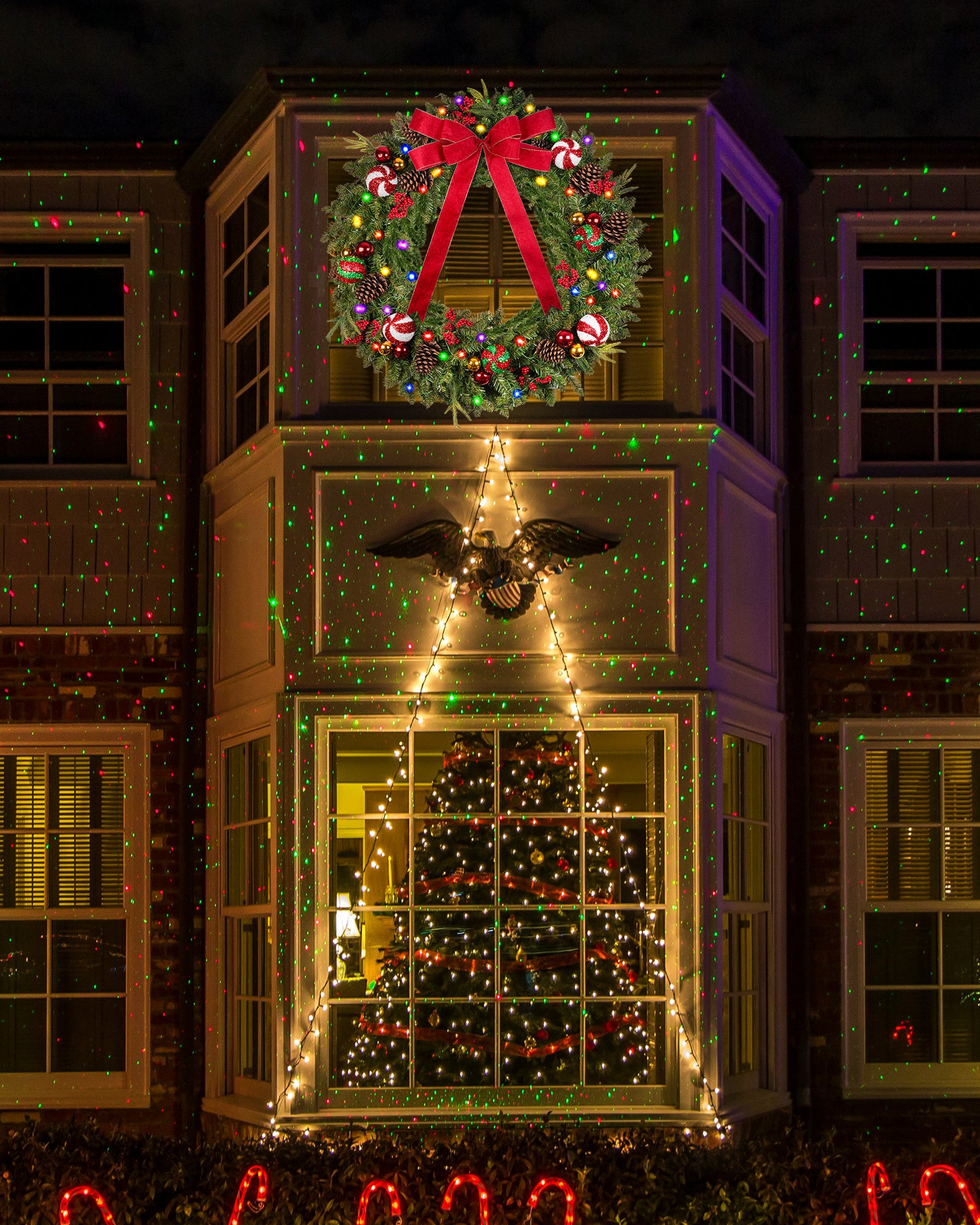 48 inch prelit large christmas wreath for front door and lights on