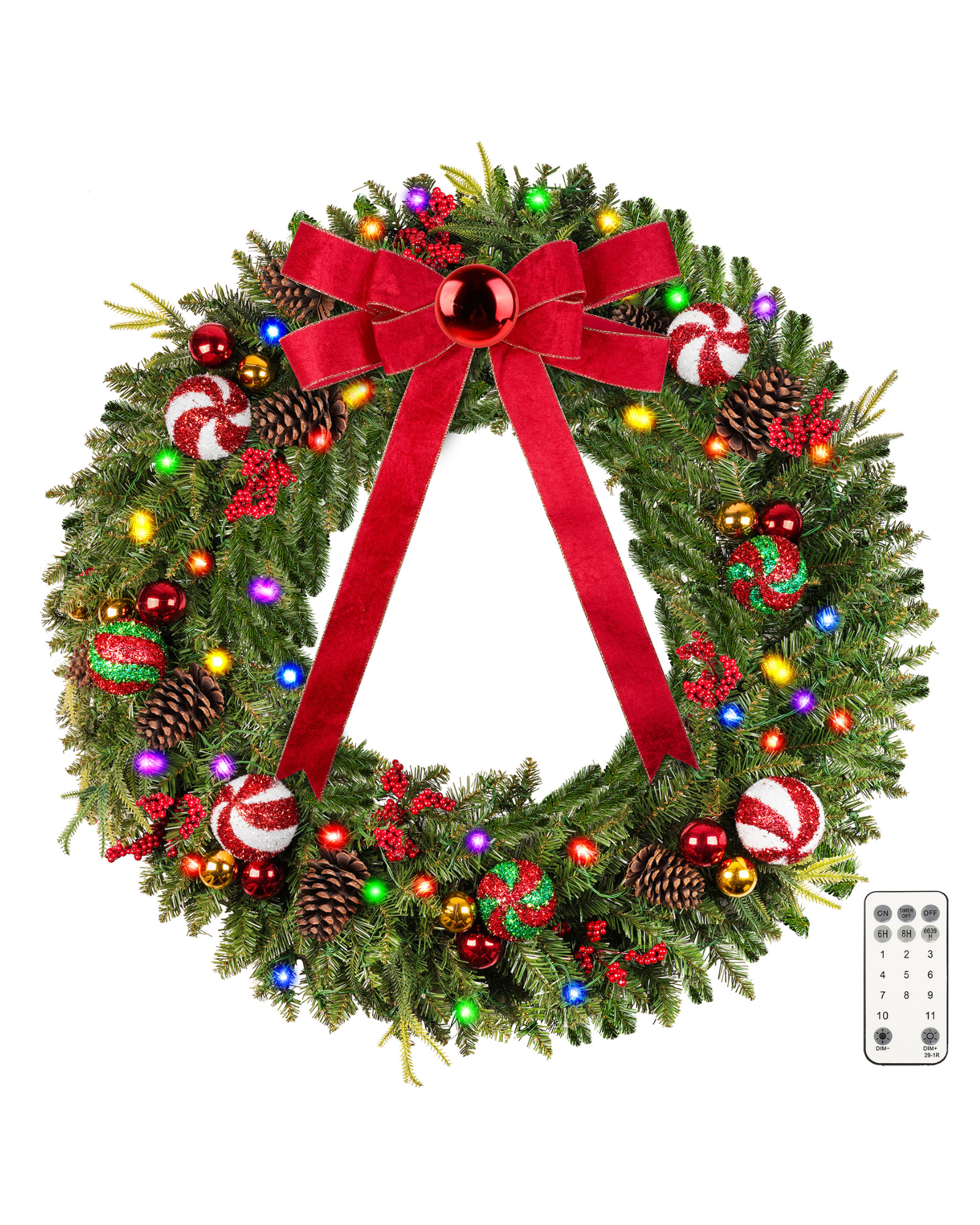 48 inch prelit large christmas wreath witn remote control