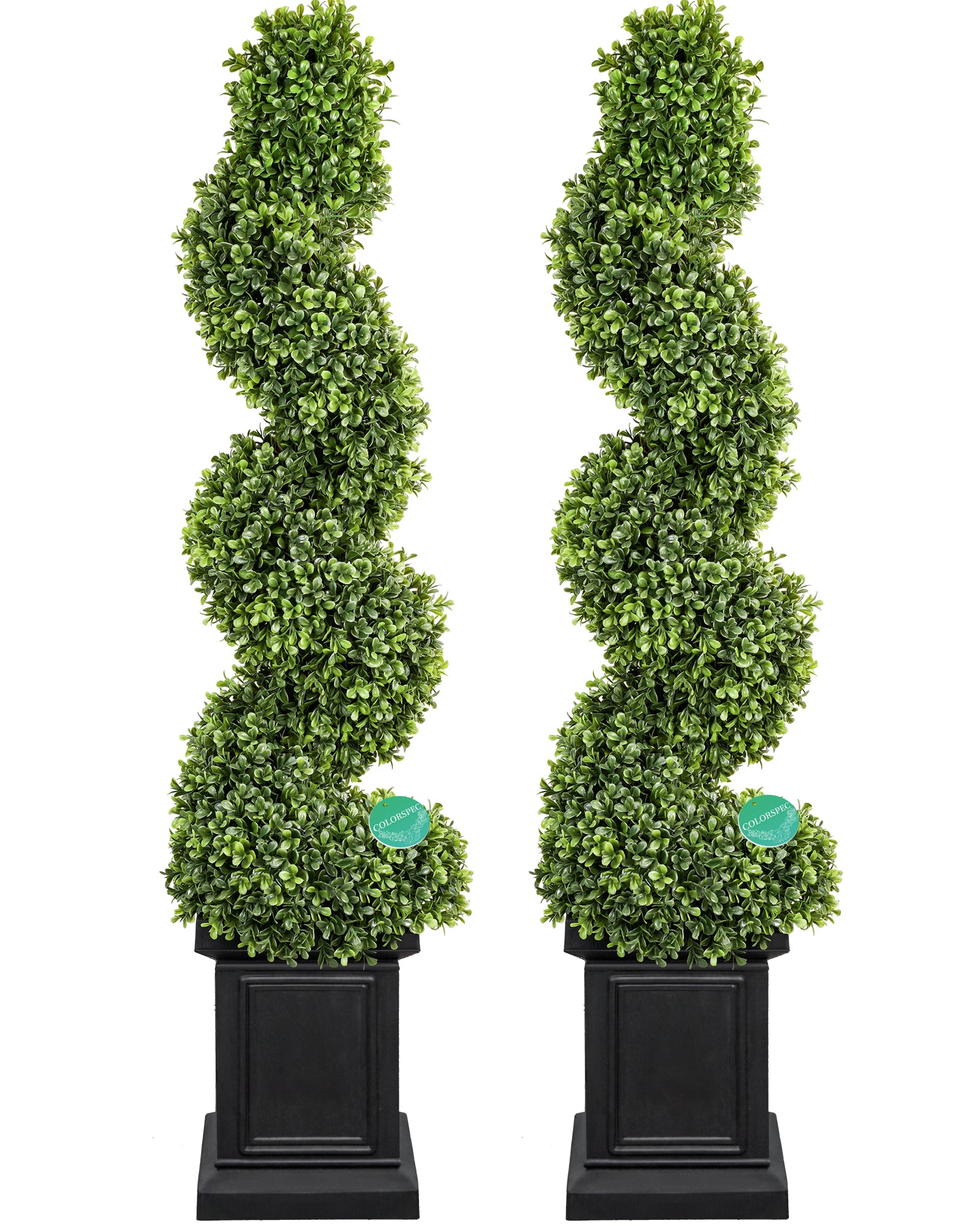 4ft spiral artificial boxwood topiary trees - set of 2 for front porch & outdoor decor