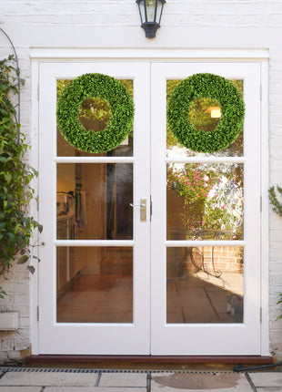 20'' All-Season Handcrafted Boxwood Lush Green Wreath for Indoor & Outdoor Decor