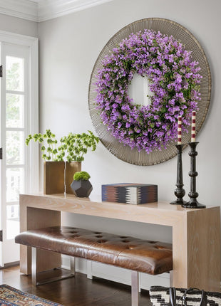 18'' All-Season Boxwood Purple Wreaths for Indoor & Outdoor Decor